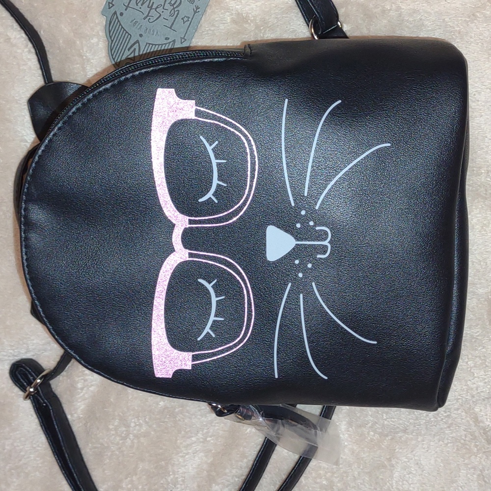 TEESHIRT&JEANS 🌞Cat with Pink Sparkly Glasses Backpack - Picture 6 of 16